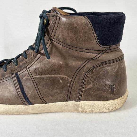 Frye Bedford High Top Leather Sneakers Mens 11 Brown Skater Grunge Steampunk